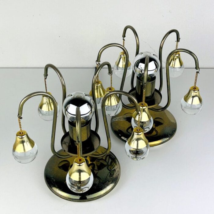 vintage glass ball table lamps italy 1960s set of 2 4