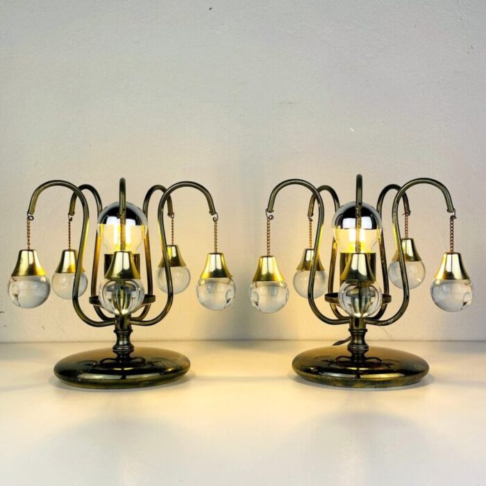 vintage glass ball table lamps italy 1960s set of 2 6