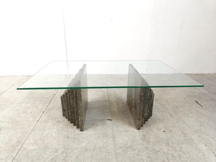 vintage granite coffee table 1980s 3559