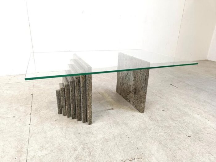 vintage granite coffee table 1980s 3885