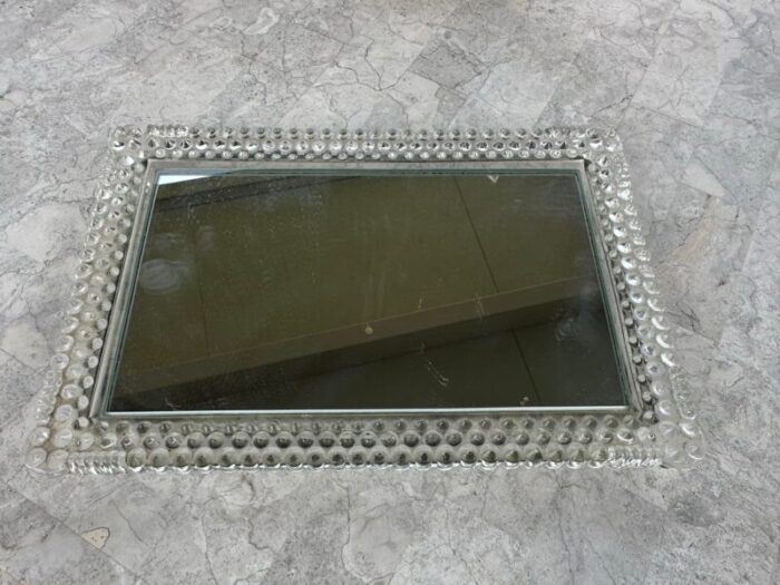 vintage hobnail spiked glass and mirrored vanity tray 3693