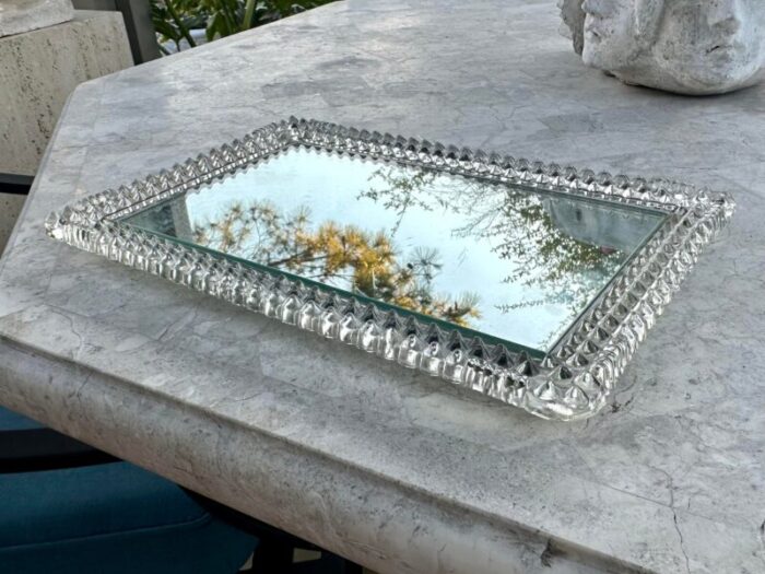 vintage hobnail spiked glass and mirrored vanity tray 8900