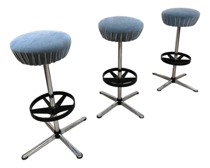 vintage industrial bar stools in ice blue 1970s 3207