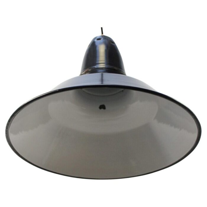 vintage industrial french black dark blue enamel pendant lamp 1067