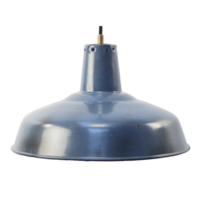 vintage industrial french blue enamel pendant light 7448