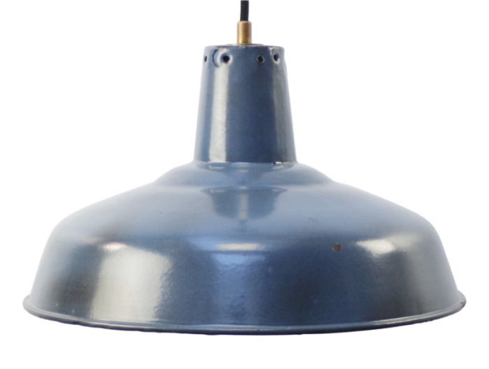 vintage industrial french blue enamel pendant light 9342