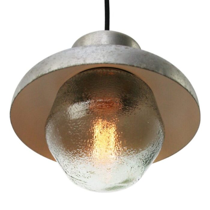 vintage industrial grey metal frosted glass pendant lamp 2