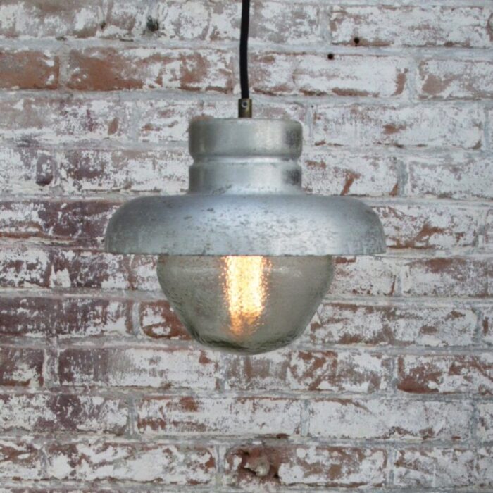 vintage industrial grey metal frosted glass pendant lamp 4