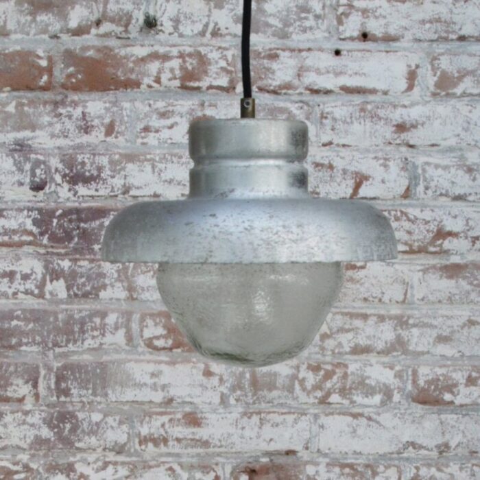 vintage industrial grey metal frosted glass pendant lamp 5