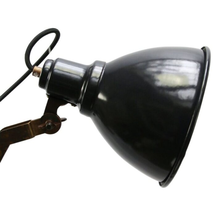 vintage industrial wall lamp in black enamel and brass 3