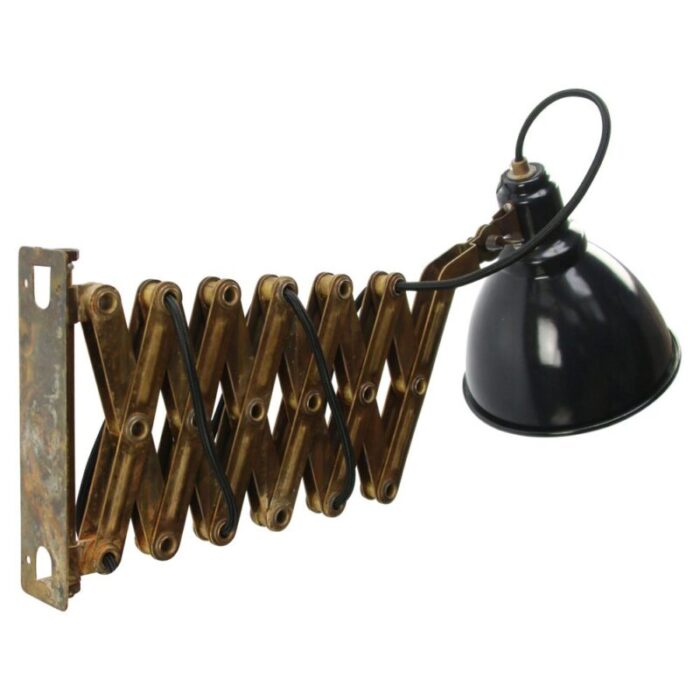 vintage industrial wall lamp in black enamel and brass 5