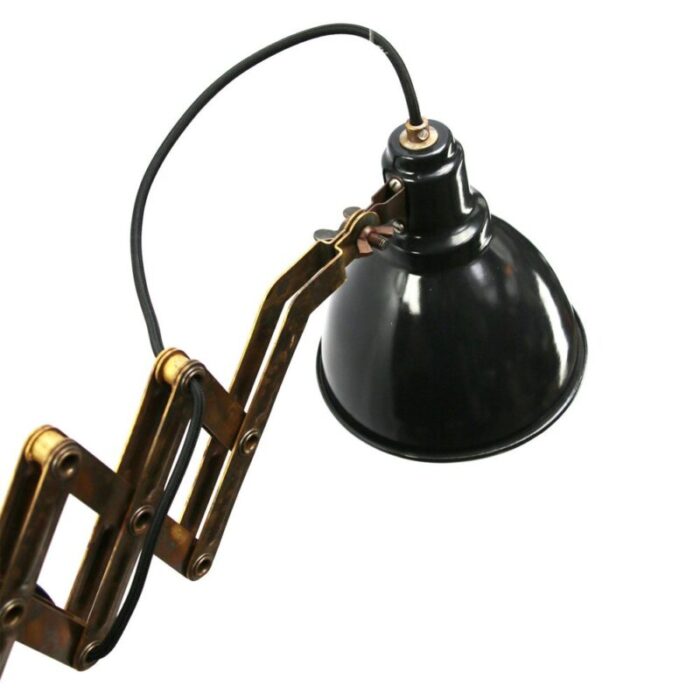 vintage industrial wall lamp in black enamel and brass 6