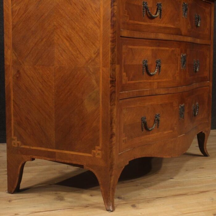 vintage italian louis xv style inlaid commode 1950s 8656