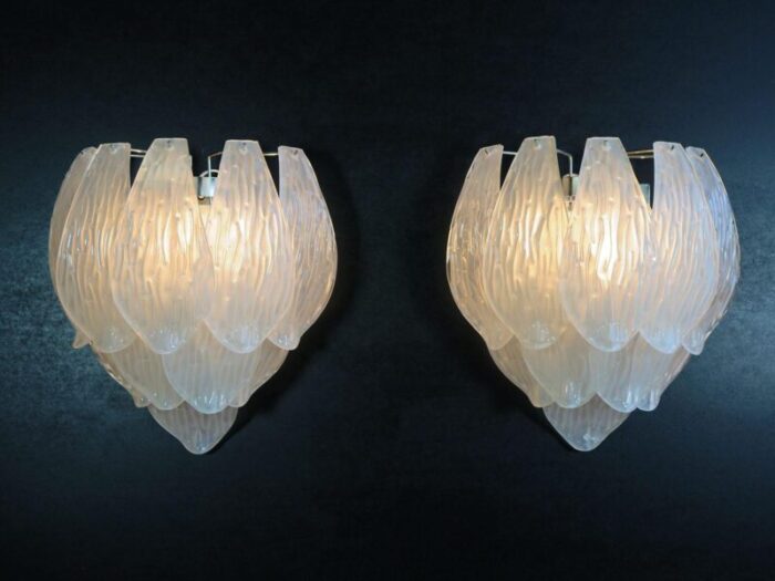 vintage italian murano glass wall sconces 1990 set of 2 0880