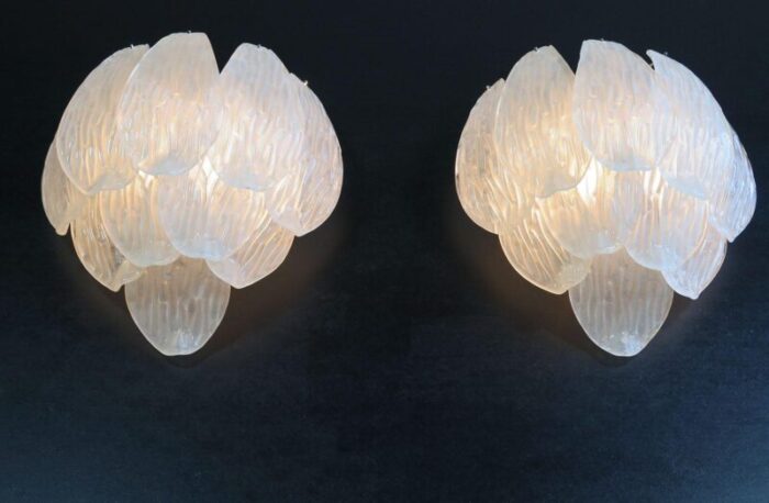 vintage italian murano glass wall sconces 1990 set of 2 5264