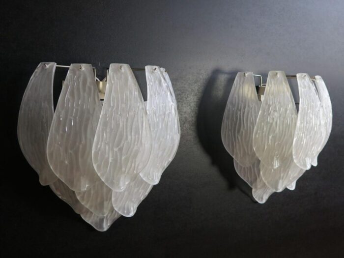 vintage italian murano glass wall sconces 1990 set of 2 6274