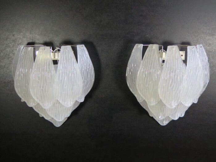 vintage italian murano glass wall sconces 1990 set of 2 8076