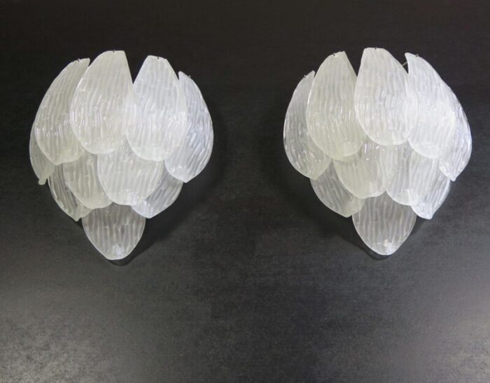 vintage italian murano glass wall sconces 1990 set of 2 9441