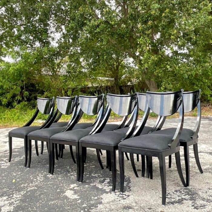 vintage italian pietro constantini black lacquered kilsmos chairs set of 10 1723