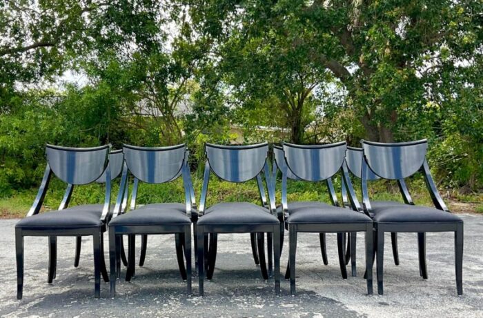 vintage italian pietro constantini black lacquered kilsmos chairs set of 10 3597