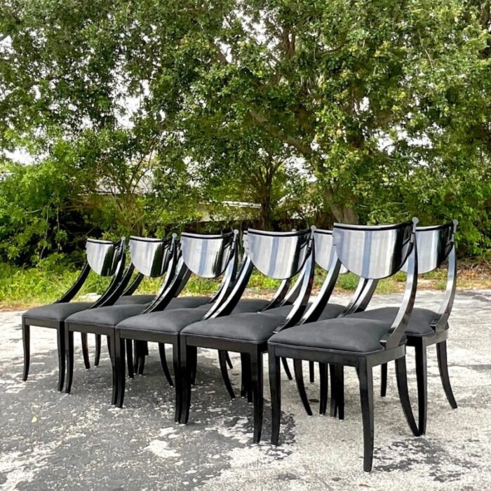 vintage italian pietro constantini black lacquered kilsmos chairs set of 10 3998