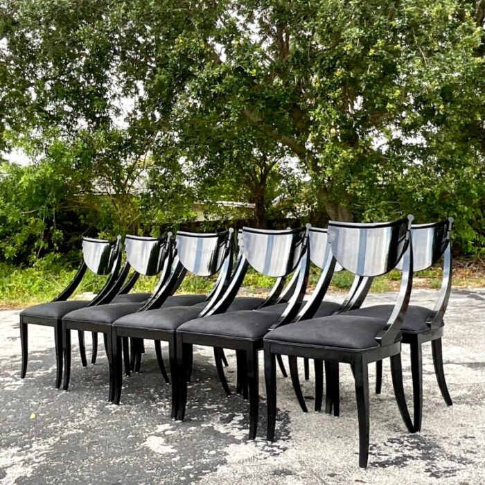 vintage italian pietro constantini black lacquered kilsmos chairs set of 10 6053