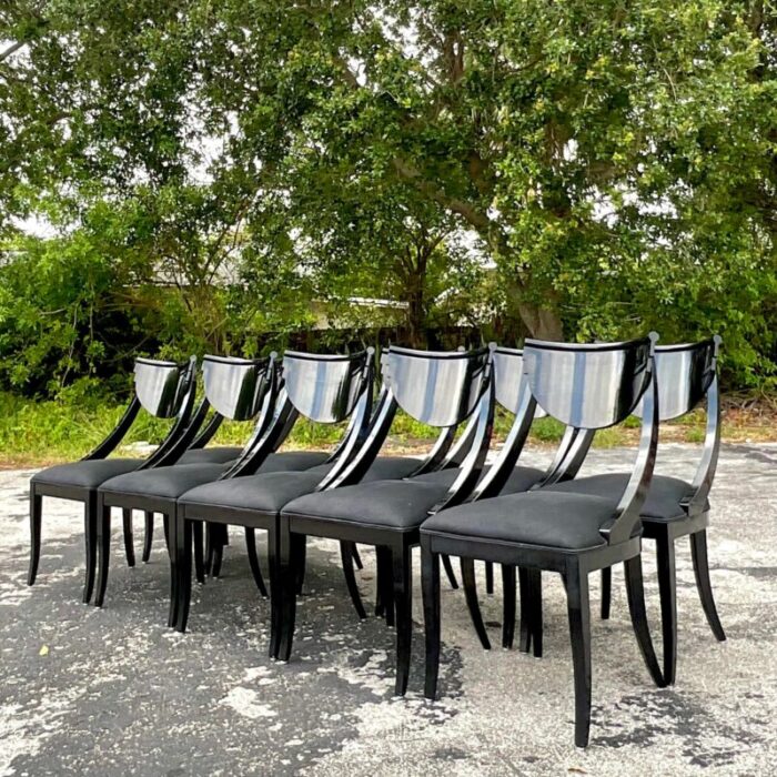 vintage italian pietro constantini black lacquered kilsmos chairs set of 10 6767