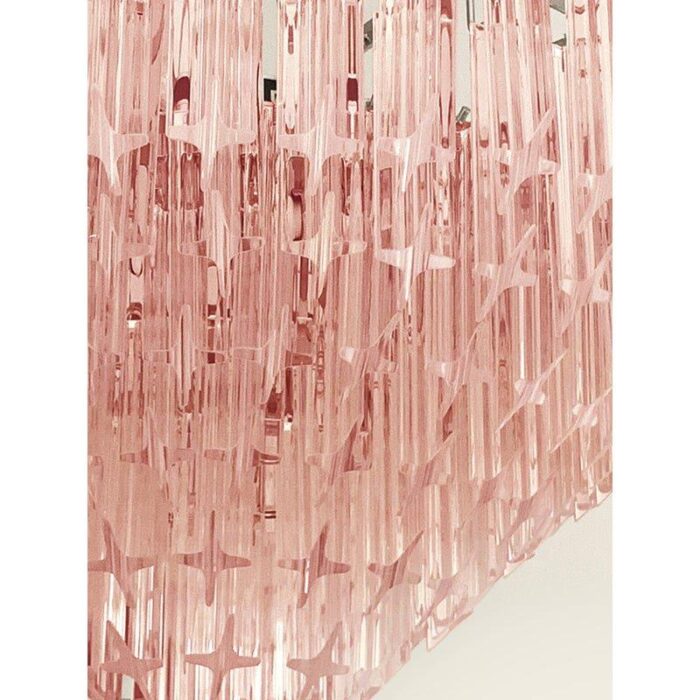 vintage italian pink quadriedro murano glass chandelier in venini style 0592