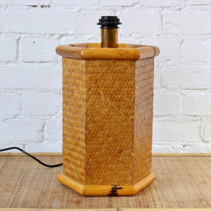 vintage italian rattan bamboo table lamp 1970s 1