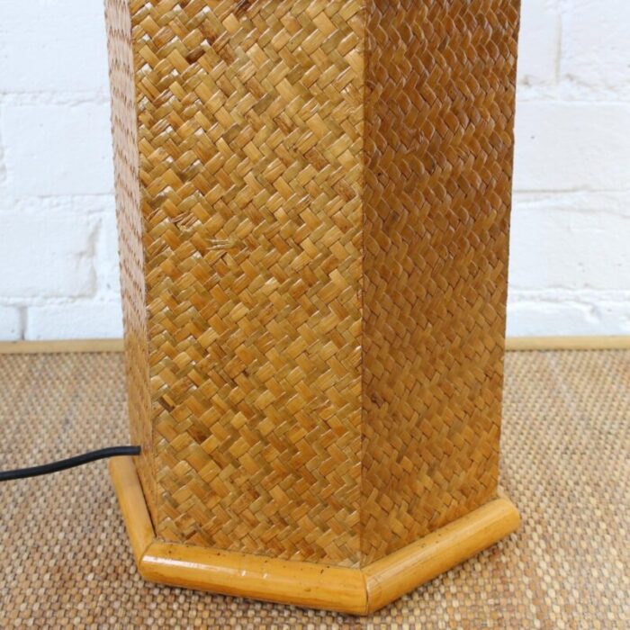 vintage italian rattan bamboo table lamp 1970s 10