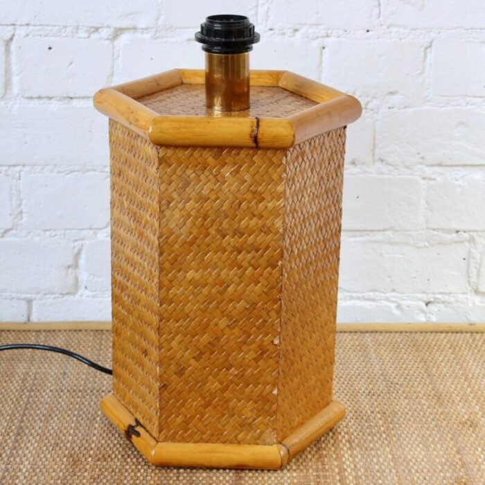 vintage italian rattan bamboo table lamp 1970s 6