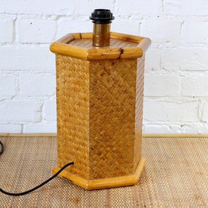 vintage italian rattan bamboo table lamp 1970s 8