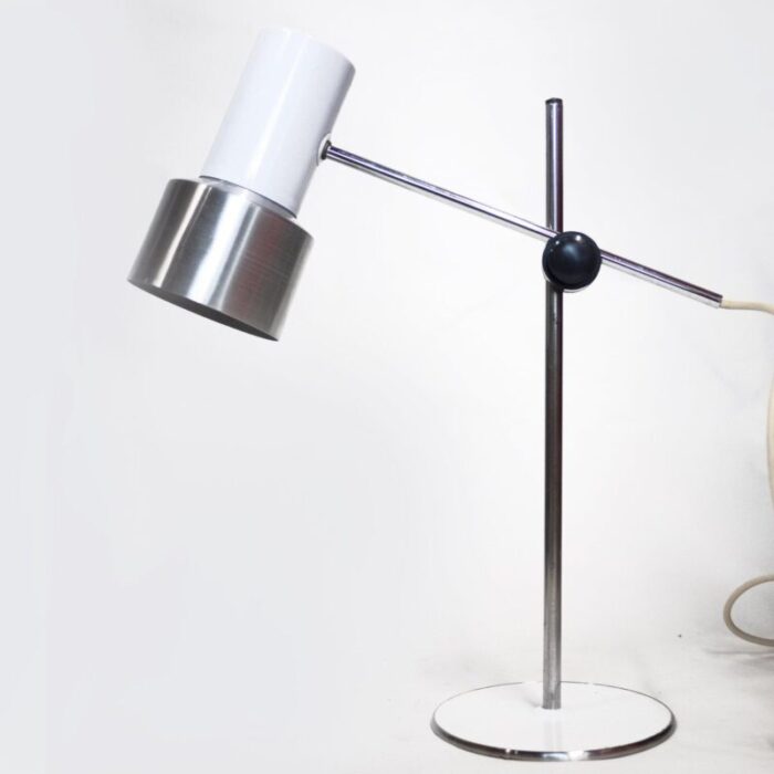 vintage italian white aluminium desk lamp from prova 1960s 1