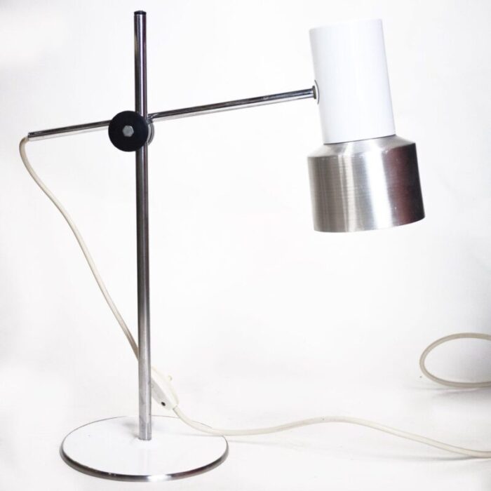 vintage italian white aluminium desk lamp from prova 1960s 3