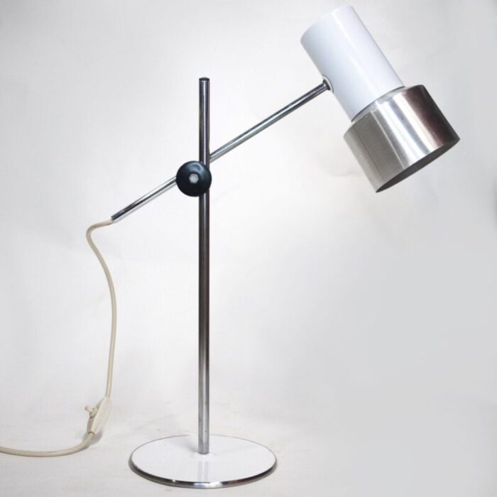 vintage italian white aluminium desk lamp from prova 1960s 5