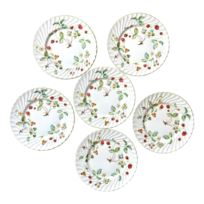 vintage james kent strawberry and butterflies salad plates set of 6 1328