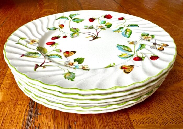 vintage james kent strawberry and butterflies salad plates set of 6 4350