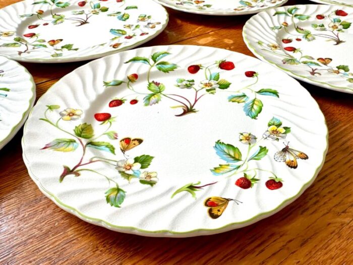 vintage james kent strawberry and butterflies salad plates set of 6 6587