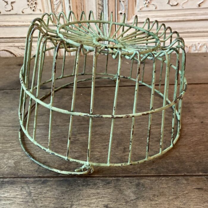 vintage large egg gathering basket in painted pistachio green 5360