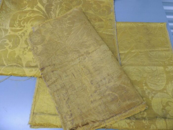 vintage large scale gold woven silk damask panels set of 3 2064