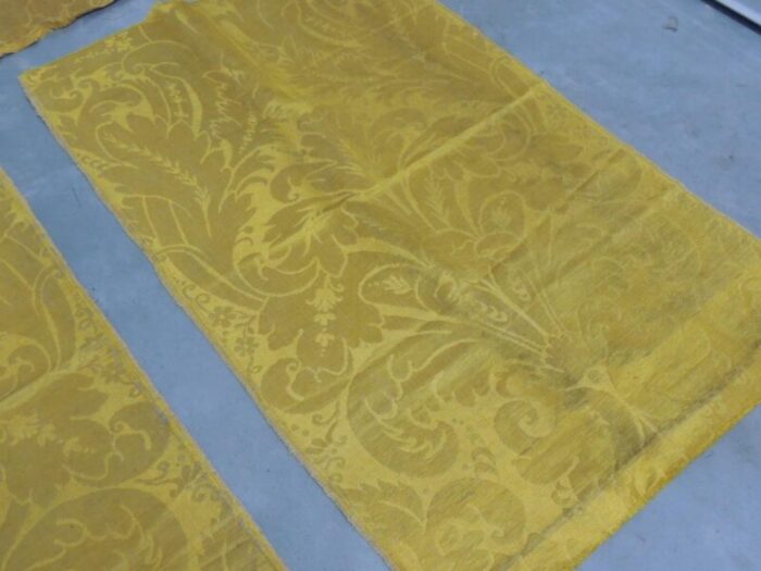 vintage large scale gold woven silk damask panels set of 3 6130