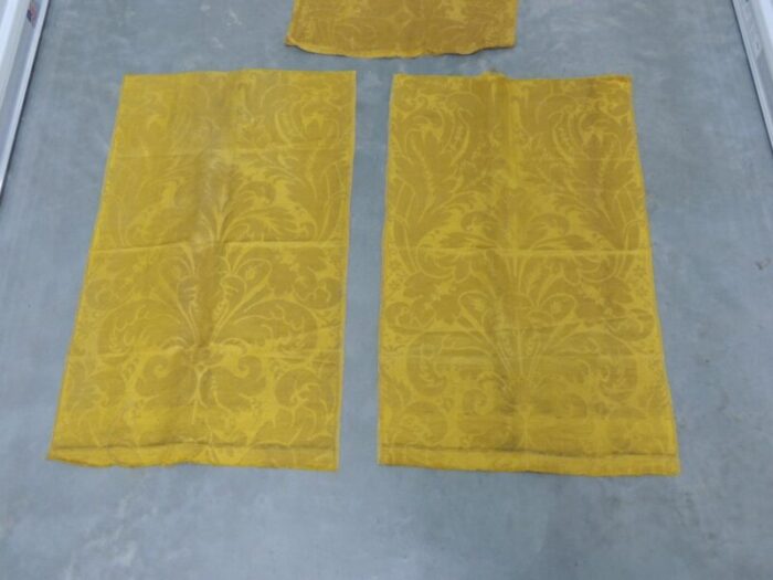 vintage large scale gold woven silk damask panels set of 3 8114