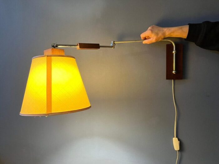 vintage mid century wooden wall lamp 3