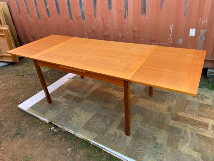 vintage modern teak danish dining extendable table 3866