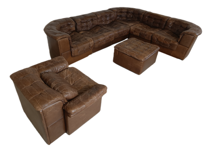 vintage modular patchwork leather sofa ds11 attributed to desede from de sede 1960s set of 8 1175