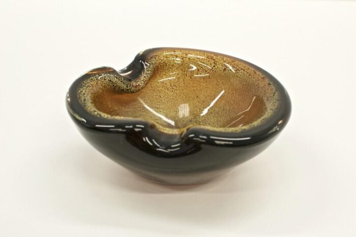 vintage murano dark amber ashtray 1960s 5956