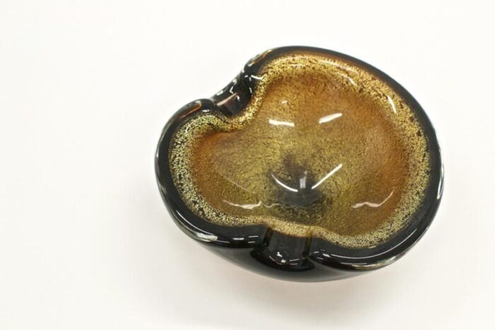 vintage murano dark amber ashtray 1960s 6154