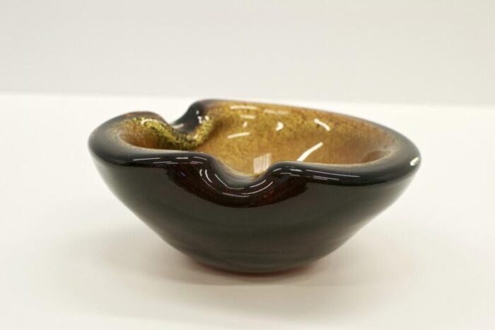 vintage murano dark amber ashtray 1960s 8262