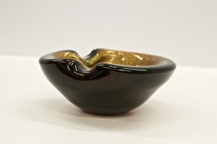 vintage murano dark amber ashtray 1960s 9050