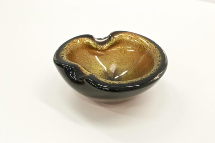 vintage murano dark amber ashtray 1960s 9217